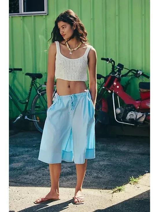 NWT Free People Menorca Slouchy Capris Shorts Small - Picture 4 of 4